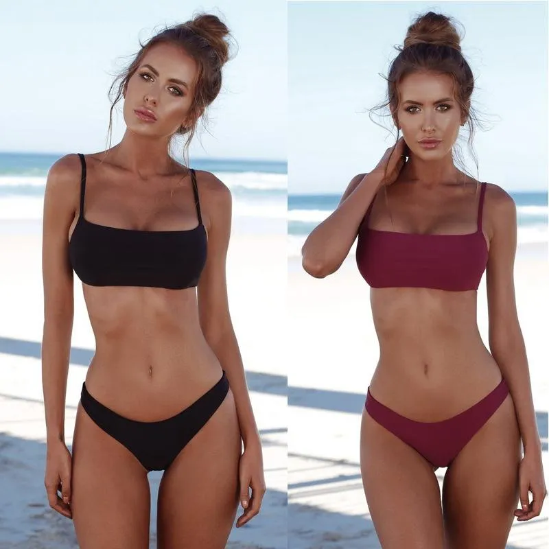 ACEXPNM Brand New Summer Women Solid Bikini Set Push-up