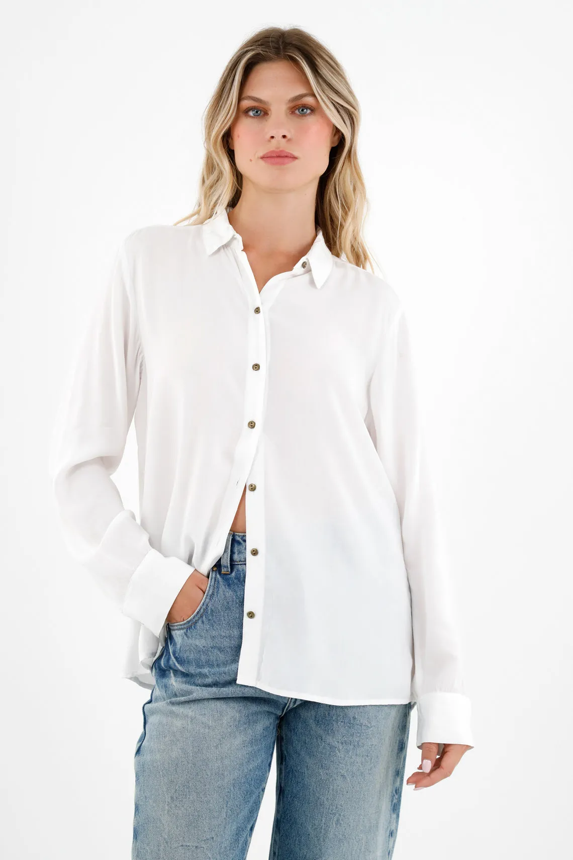 Camisa manga larga blanca para mujer