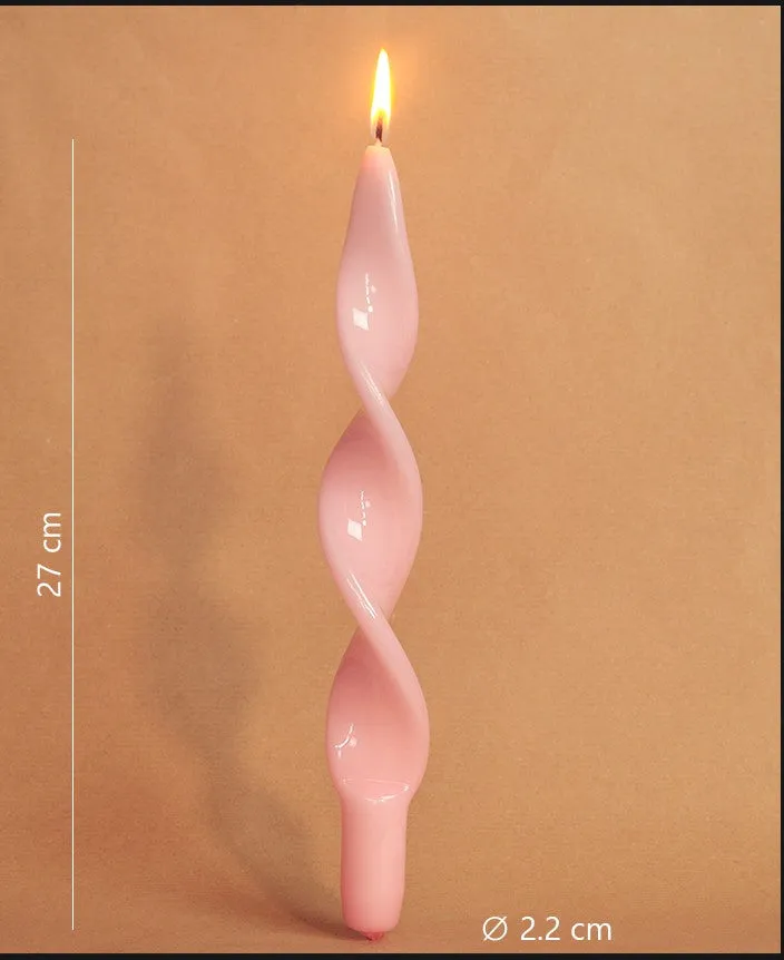 Candela fiamma stelo attorcigliato rosa | Rohome