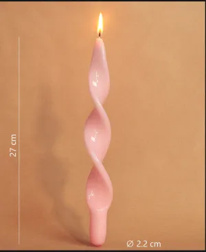 Candela fiamma stelo attorcigliato rosa | Rohome