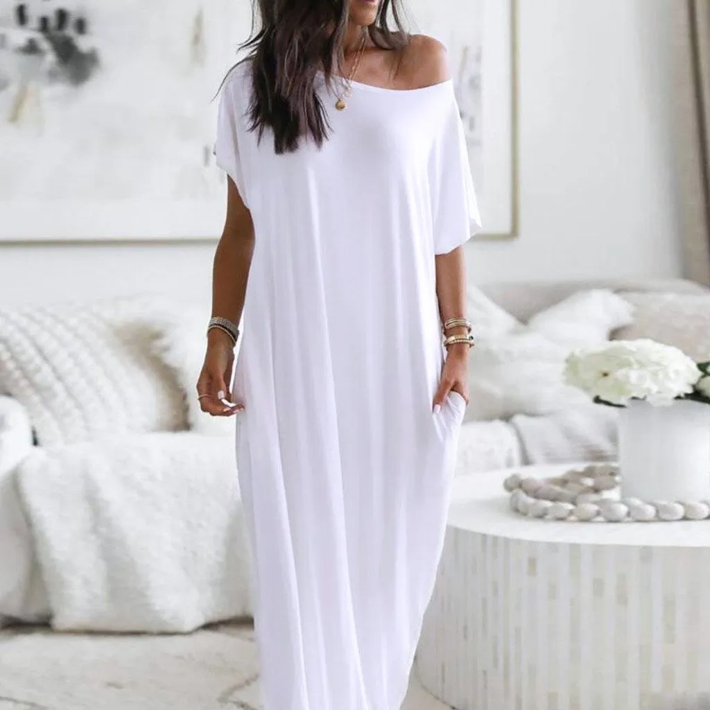 Casual Short Sleves Long Cozy Dresses