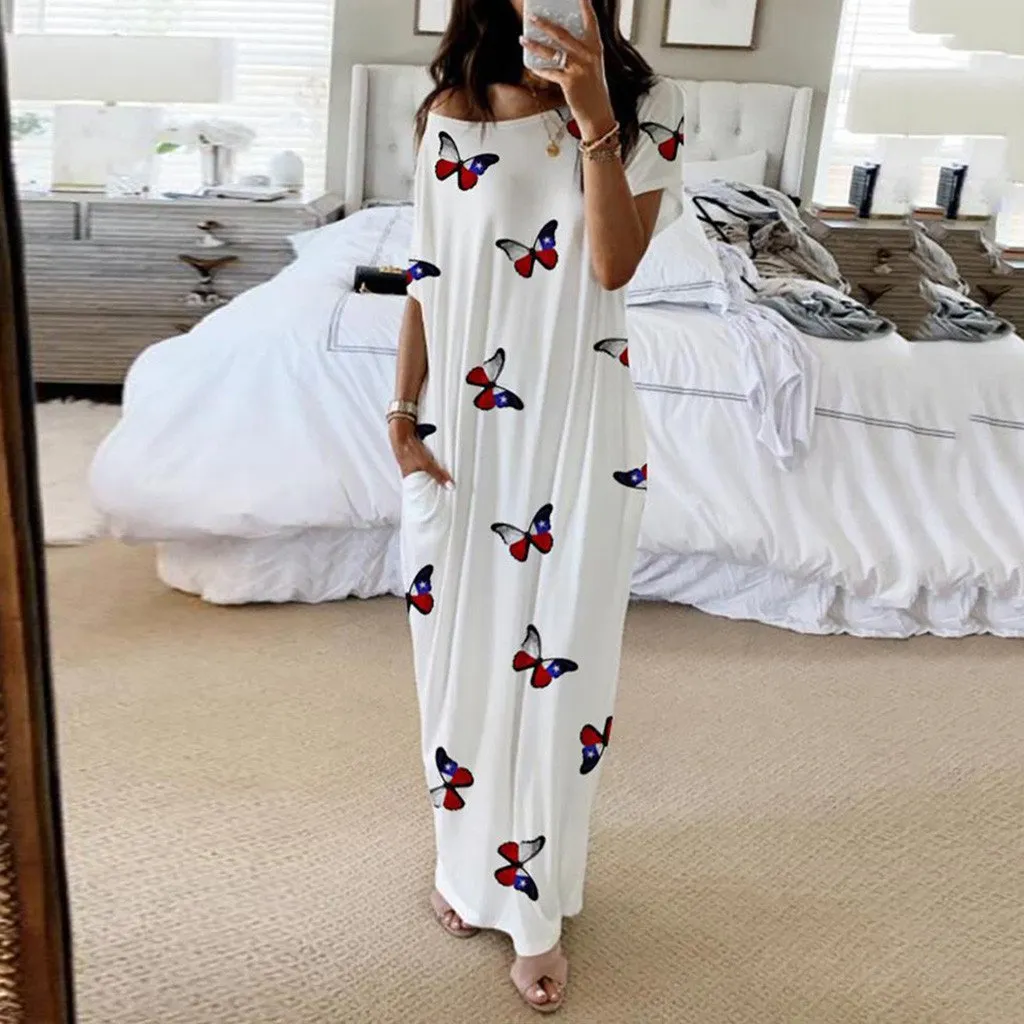 Casual Short Sleves Long Cozy Dresses