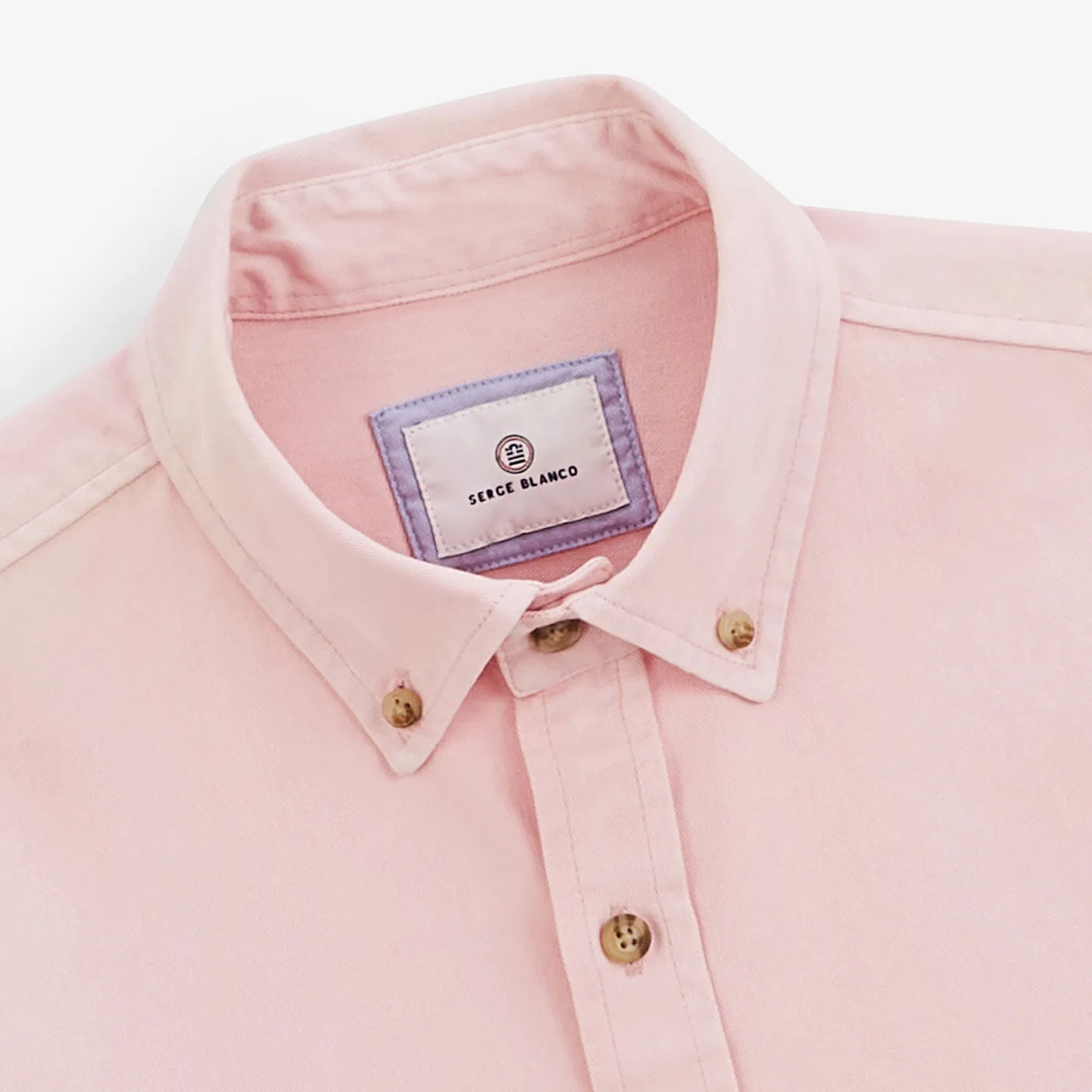 Chemise épaisse en coton unie rose