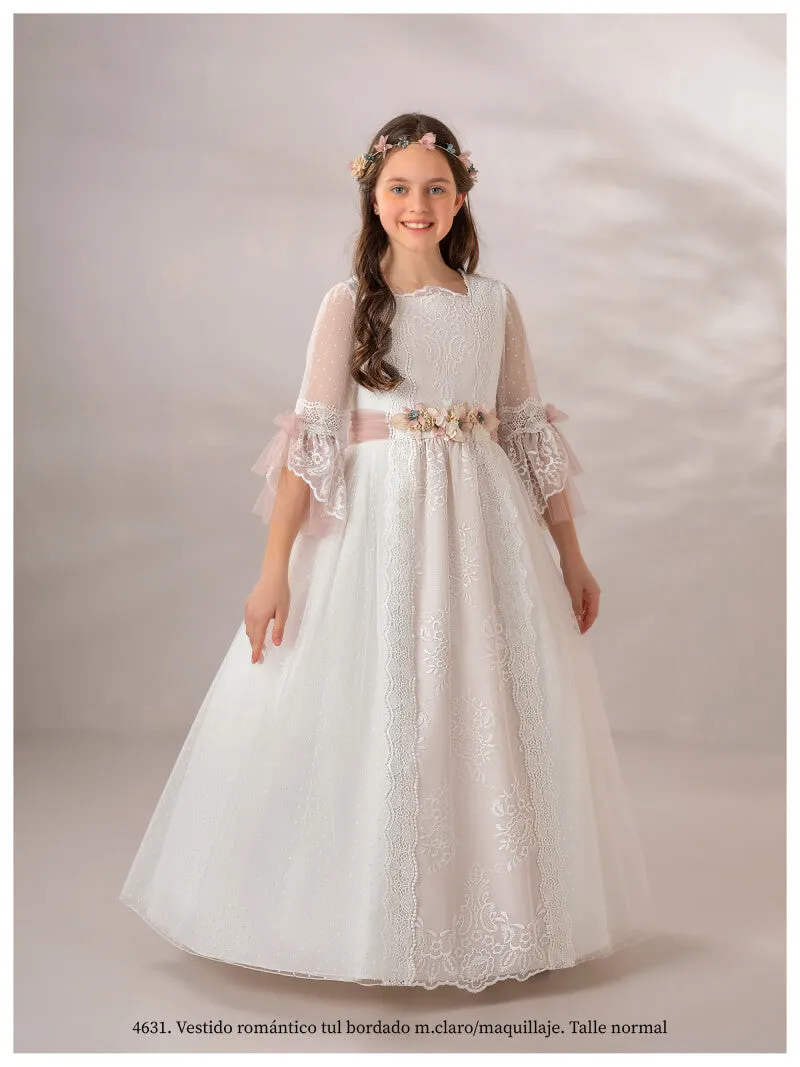 FIRST COMMUNION DRESS MODEL 4631: Romantic First Communion Dress