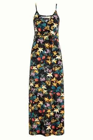 Lange jurk met bloemenprint | King Louie Kiki maxi dress santa Lucia black