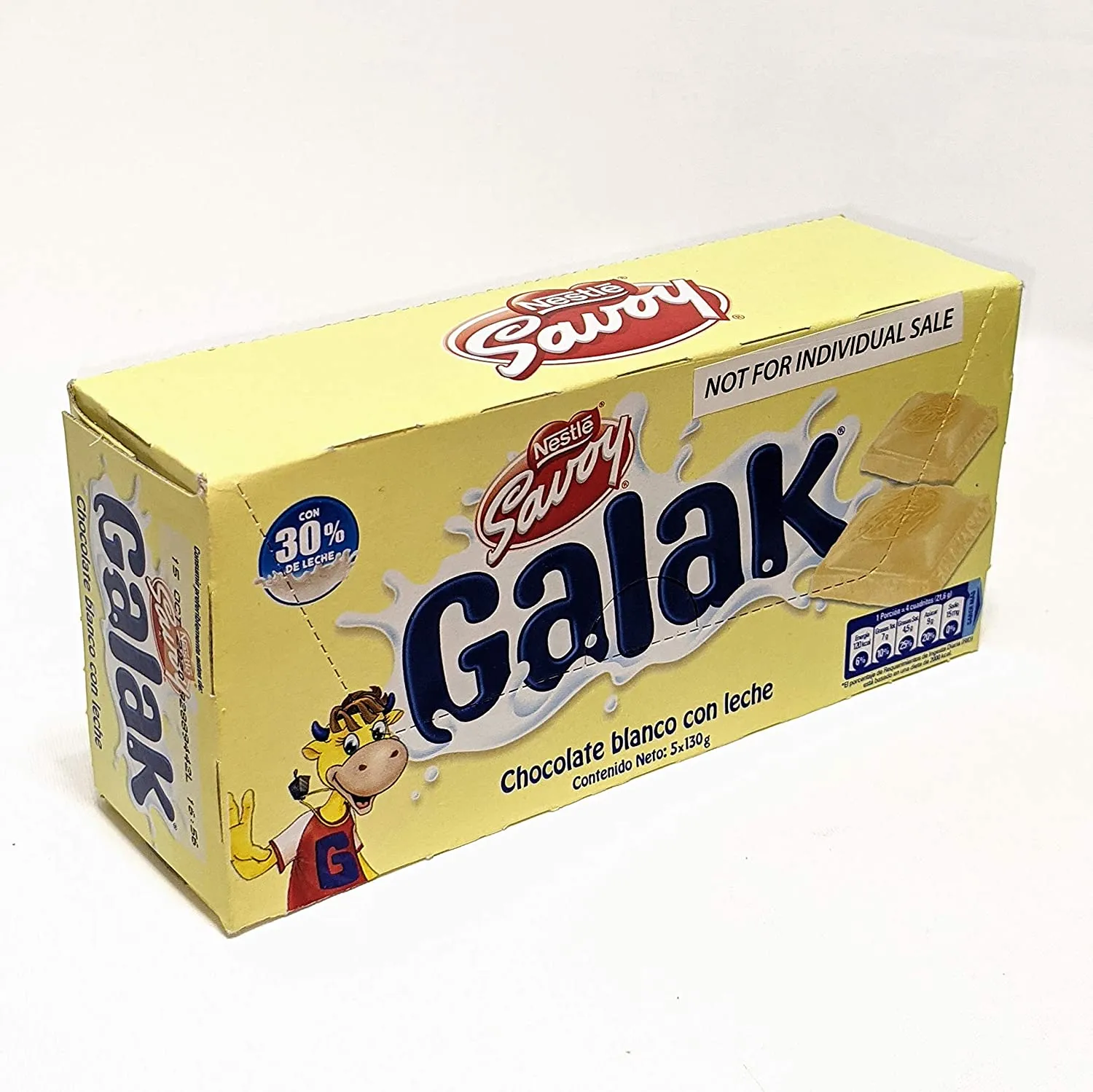 Nestle Savoy Galak Chocolate Blanco con Leche Box 5 Barras 130gr c/u