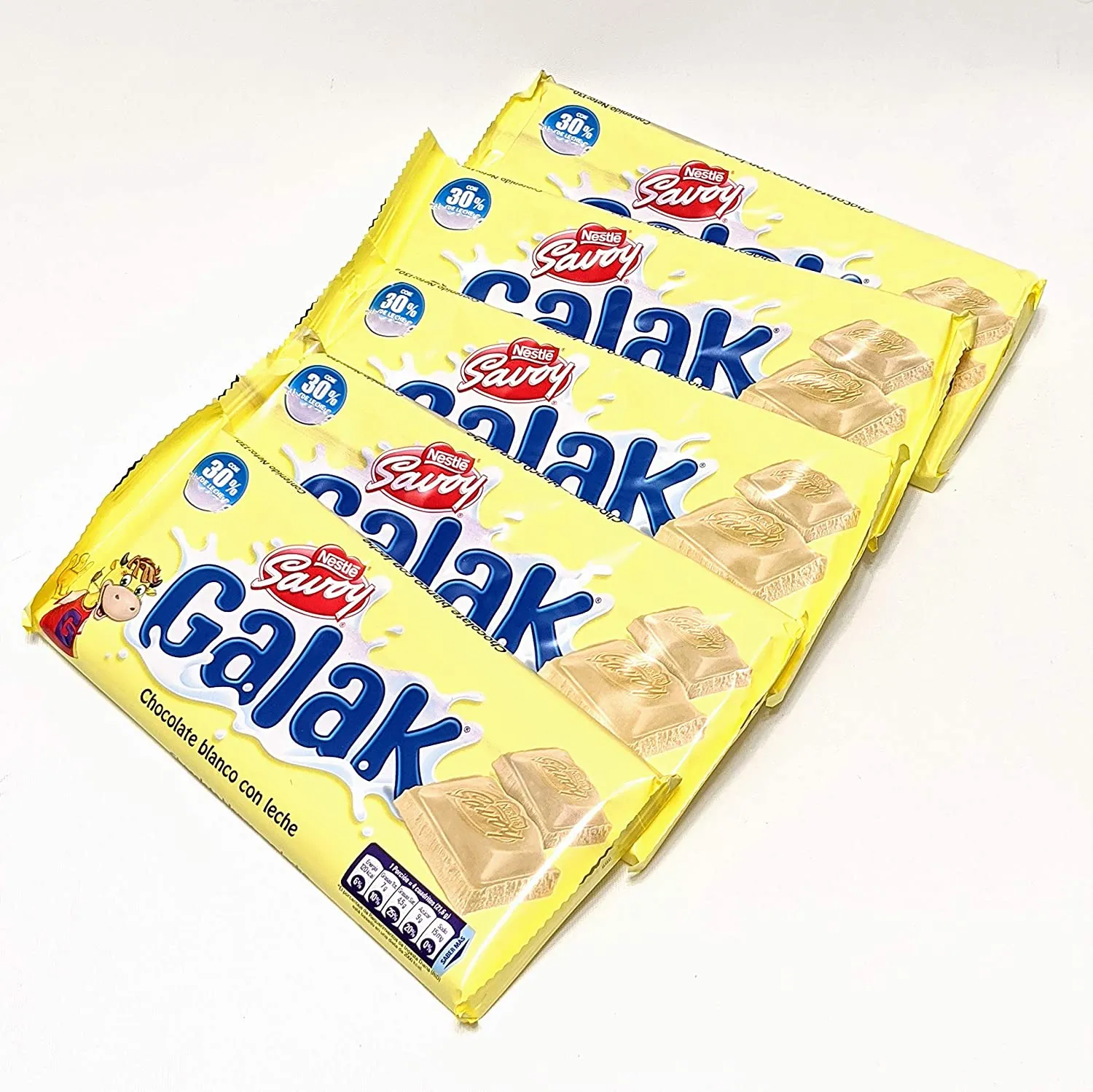 Nestle Savoy Galak Chocolate Blanco con Leche Box 5 Barras 130gr c/u