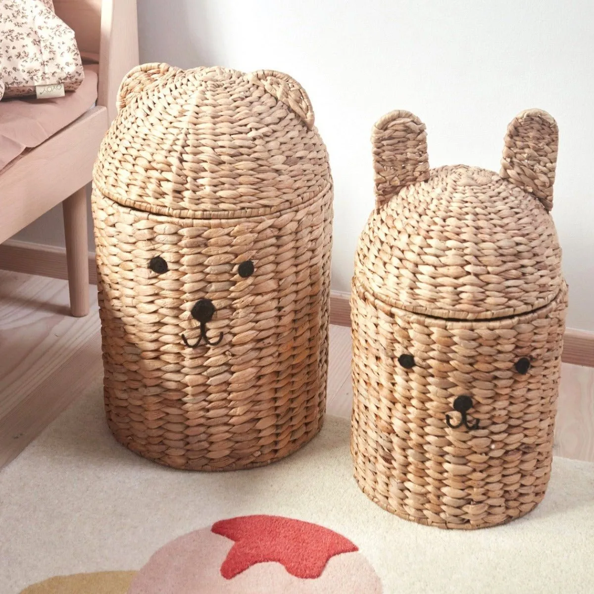 Panier de Rangement Ours & Lapin - Lot de 2