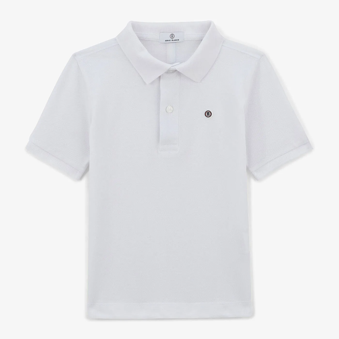 Polo Junior manches courtes en coton blanc