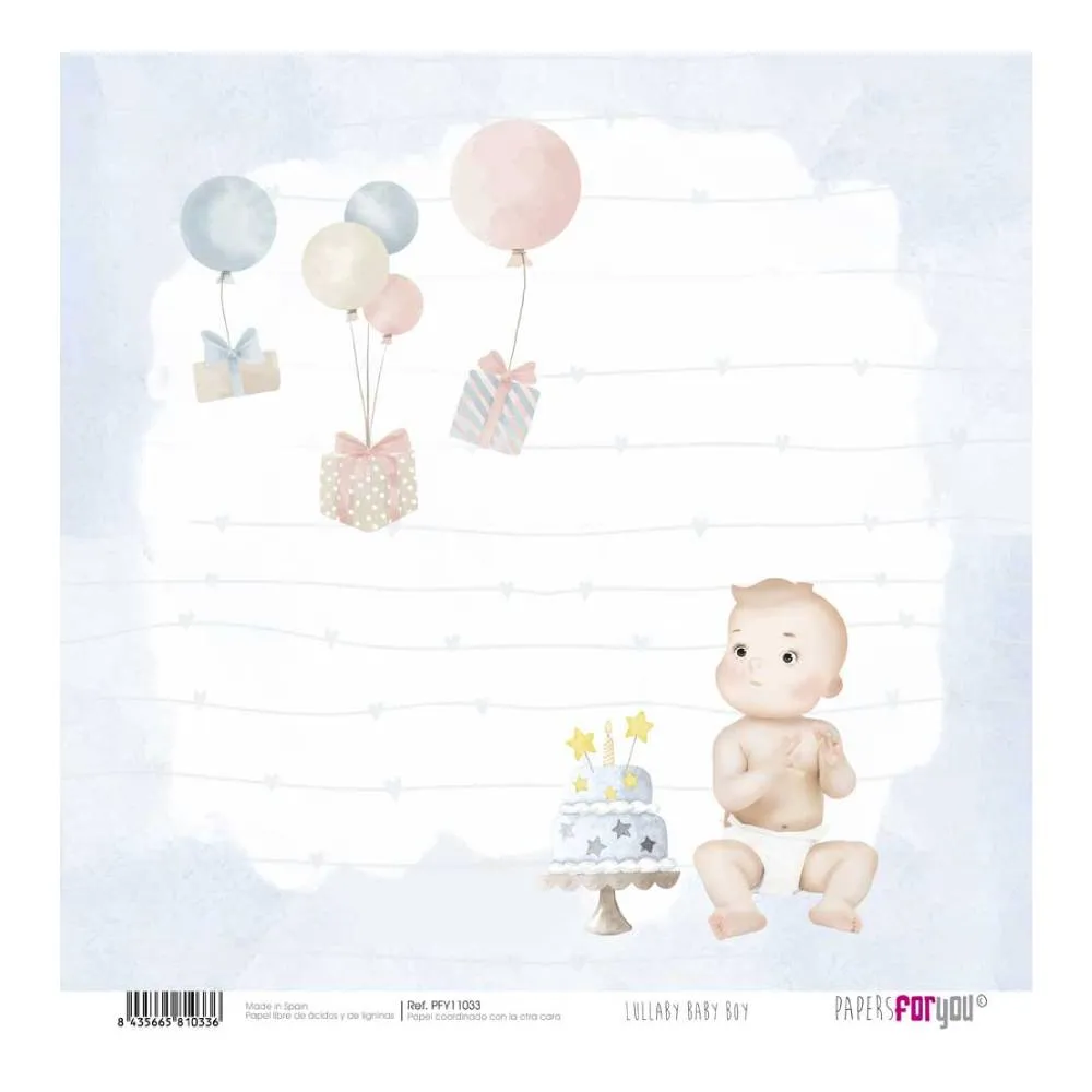 Set 12 Papeles Scrap 30x30cm Lullaby Baby Boy Papers For You