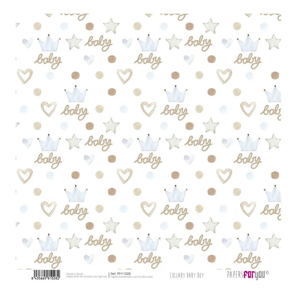 Set 12 Papeles Scrap 30x30cm Lullaby Baby Boy Papers For You