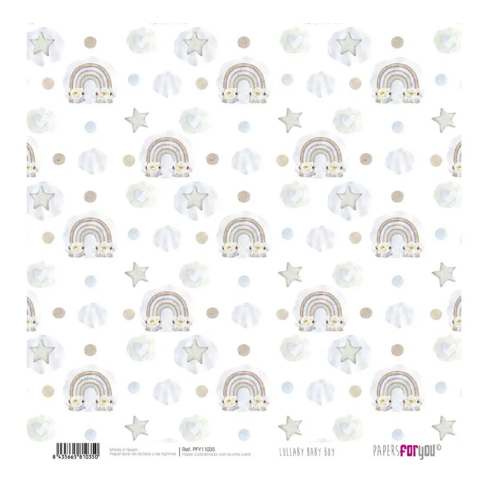 Set 12 Papeles Scrap 30x30cm Lullaby Baby Boy Papers For You