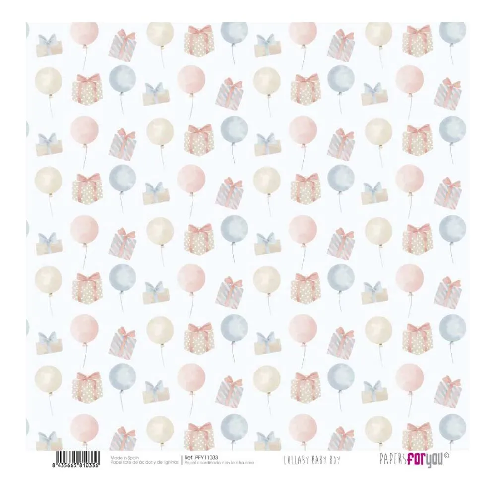 Set 12 Papeles Scrap 30x30cm Lullaby Baby Boy Papers For You