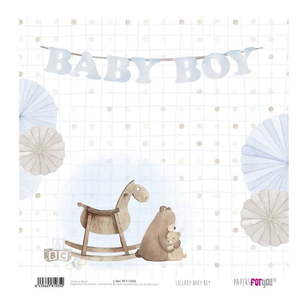 Set 12 Papeles Scrap 30x30cm Lullaby Baby Boy Papers For You